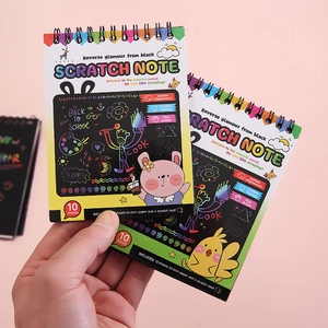 Colorful DIY scratch note art kit for kids including 10 sheets and drawing tools