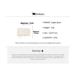 Detailed size and material specs for gold zircon triangle tassel hoop earrings