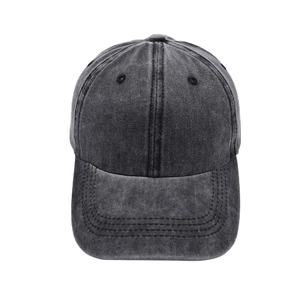 Vintage washed charcoal ponytail baseball cap with a classic curved brim and cotton fabric