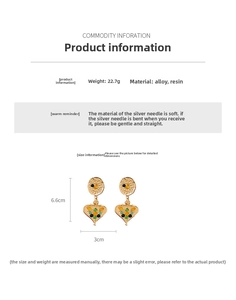 Size guide for vintage floral heart tassel earrings showing dimensions of 6.6cm by 3cm