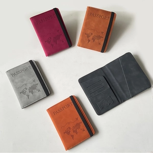 Leather travel passport holders set in multiple colors with internal card and ticket slots