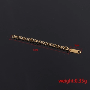 6cm gold stainless steel extension chain with small rectangular tag for DIY jewelry