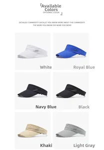 Detailed grid of quick-dry sun visors in white, blue, black, khaki, and light grey