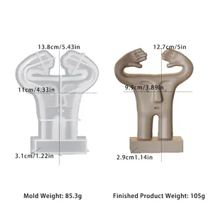 Moule en silicone et figurine finie avec spécifications de poids et de dimensions