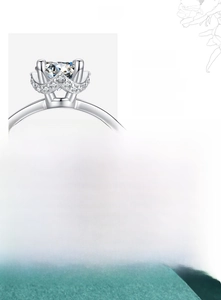 Detailed macro view of 925 sterling silver ring with 4-prong 5A grade zircon stone