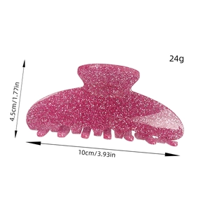 Pink glitter acrylic hair claw clip 10cm stylish shark hair clamp for women