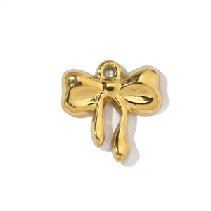 Pendentif nœud doré poli avec attache en métal pour la création de bijoux et accessoires