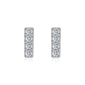 Élégantes boucles d'oreilles barre en argent S925 avec cinq pierres Moissanite rondes