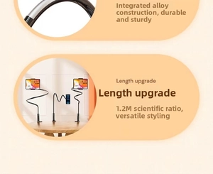Detail view of the 1.2M flexible alloy arm and spiral clamp base of the tablet holder