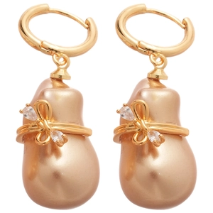 Boucles d'oreilles vintage françaises en or 18 carats avec perles et nœud en diamant brillant