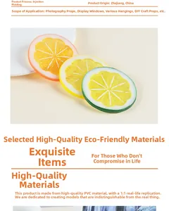 Macro detail of lifelike PVC lemon slices showing realistic 1:1 texture and injection molding