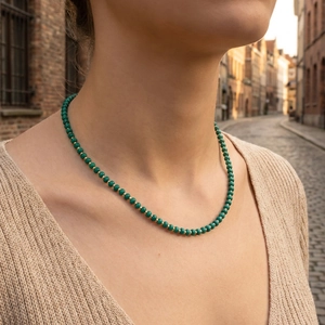 Emerald Green Beaded Necklace Handmade Glass Seed Bead Choker Copper Gold Spacers Vacation Jewelry For Women