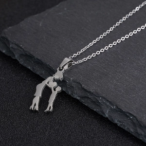 Collier Pendentif Mère Enfant Acier Inoxydable Silhouette Famille Coeur Bijou Cadeau Pour Maman Fille Fils Femmes Enfants