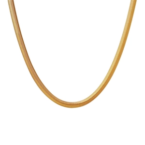 Collier chaîne serpent classique en acier inoxydable doré pour hommes et femmes