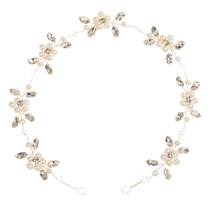 Exquisite silver bridal hair vine with faux pearls and crystals on a flexible wire