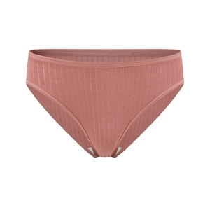 Detailed macro view of the ribbed cotton fabric texture on mauve mid-waist women briefs