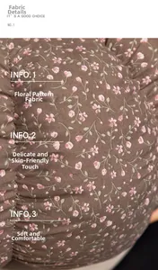 Macro detail of the floral pumpkin plush fabric showing the soft quilted cotton texture