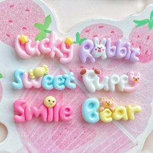 Cartoon English Letter Resin Charms Cute Animal Heart Star Decorations DIY Jewelry Making Supplies For Hairpin Phone Case