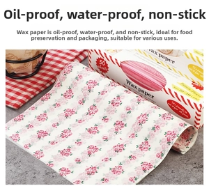Detail of food-grade greaseproof wax paper with red rose patterns for baking decoration