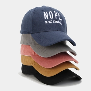 Nope Not Today Embroidery Baseball Cap Women Suede Brushed Cotton Curved Brim Adjustable Winter Hat Casual