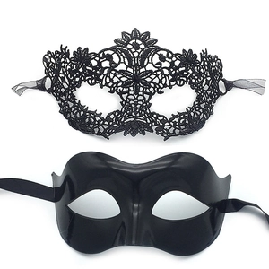 Halloween lace and matte masquerade mask set for women on white background