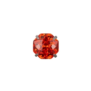 Octagonal orange-red zircon earrings with titanium steel screw back on white background