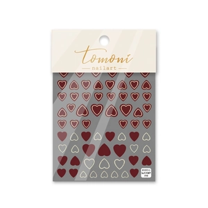 3D embossed nail stickers featuring burgundy hearts with gold edges for nail art
