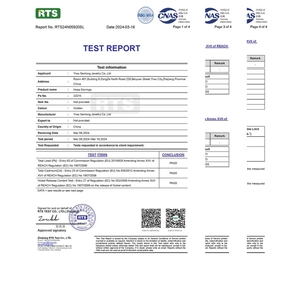 Quality test report showing REACH compliance for 18K gold stainless steel hoop earrings