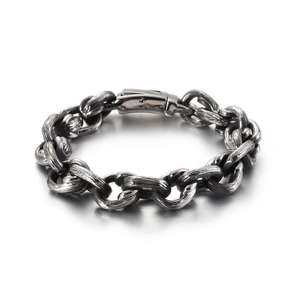 Men Retro Industrial Punk Bracelet 316L Stainless Steel Heavy Square Link Chain Jewelry Accessory