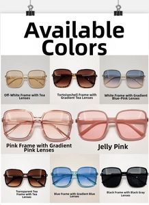 Gafas de sol cuadradas de gran tamaño en crema, carey y varios lentes con degradado chic
