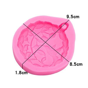 Pink silicone magpie and flower fondant mold for resin crafts and cake decor