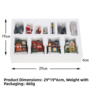Village de Noël en mousse de 29x19x6cm, ensemble complet pour décoration de fête