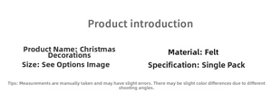 Detailed view of white felt Christmas tree ornament specifications and material info