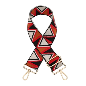 Correa de bolso ancha y colorida de jacquard con herrajes dorados ajustables para bolsos.