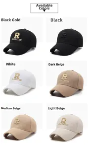 Collage of baseball caps showing six colors with 3D relaxation embroidery detail