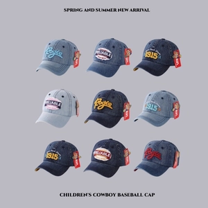 Vintage Children's Denim Baseball Cap Adjustable Sun Hat For Boys Girls Embroidered Cotton Peaked Cap Outdoor Casual Hat