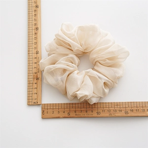 Large cream chiffon oversized scrunchie measuring 11cm diameter on a white background