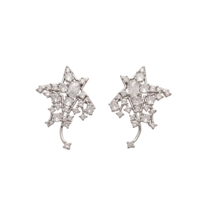 Boucles d'oreilles étoiles en argent avec cristaux de zircon sur fond blanc pur