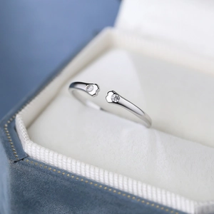 S925 sterling silver cat paw hug ring with sparkling cubic zirconia on a jewelry box