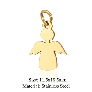 Golden hollow angel cupid pendant in stainless steel for DIY jewelry making 11.5x18.5mm