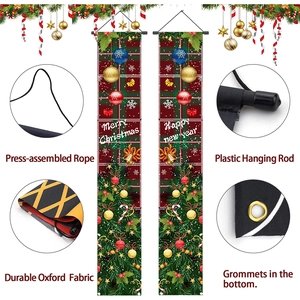 Christmas door banners set made of durable Oxford fabric with Merry Christmas design