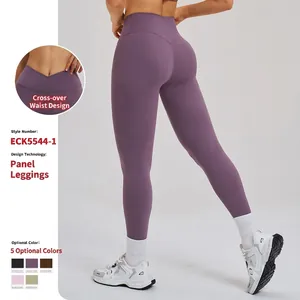 Leggings de Yoga Taille Haute Croisée pour Femmes Nylon Brossé Élasthanne Pantalon de Sport pour Fitness Course Cyclisme Yoga Extérieur