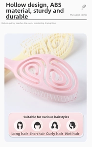 Close-up of durable ABS vented massage comb with heat-efficient hollow design