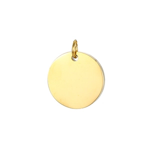 Polished 9mm gold stainless steel round charm with jump ring for DIY jewelry making