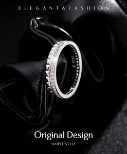 Macro shot of S925 sterling silver ring featuring a full row of sparkling pavé zirconia