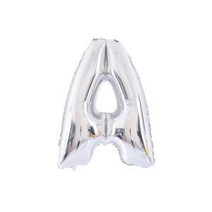 Silver foil letter A balloon for birthday party and wedding decorations on white background
