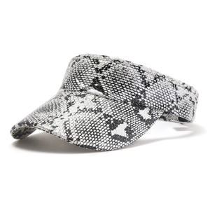 Python snakeskin pattern visor hat for women with wide brim and open top sun protection