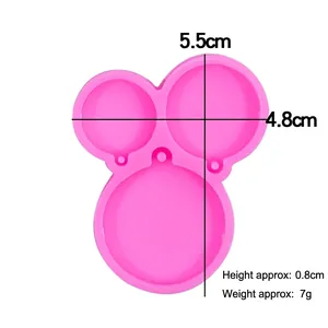 Pink silicone mold for DIY pet tags with fish bone design and specific dimensions