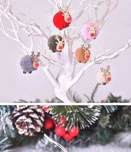 Ornements de renne à pompon de Noël, décorations suspendues de cerf en peluche douce pour arbre.