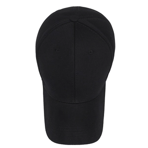 Minimalist black cotton baseball cap with classic six-panel design and curved brim